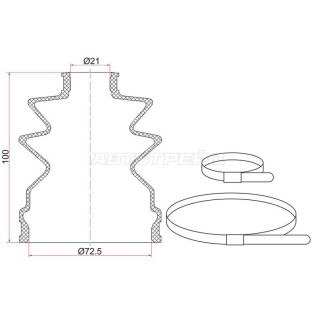 Пыльник шруса наружный HONDA CR-V 11-/внутр NISSAN ALMERA N16 00-02/SUNNY 98-04 (2 хомута. резина) SAT